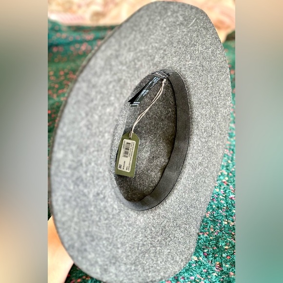 ‼️RARE‼️?ALL SAINTS??NWT?Long Brim Fedora w/ Logo Rivet in Cinder Black Marl main image 10